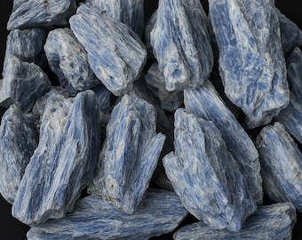 Bladen van onbewerkt blauw kyaniet: natuurlijke genezende kristallen uit Brazilië