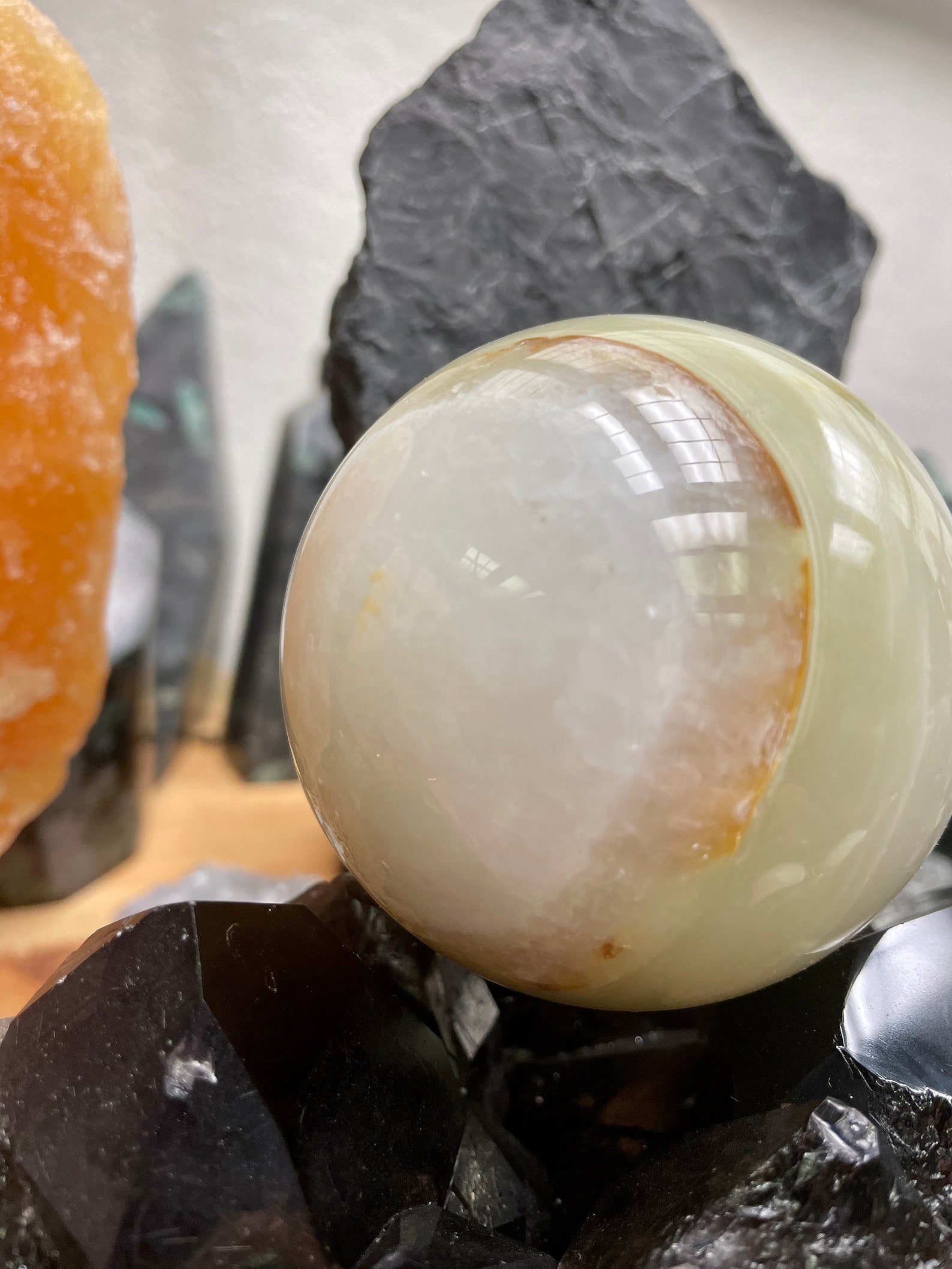Green Onyx Crystal Sphere Polished Natural Onyx Ball Etsy