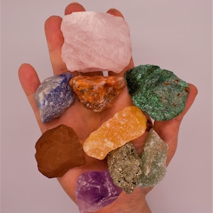 Crystal Kit, 9 pcs - Chakra Protection Healing Sets PLUS Natural Rough & Tumbled Crystal Specimens (Healing Crystals and Stones)