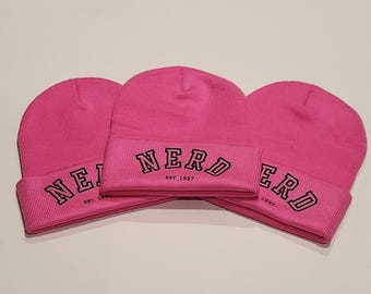 Fluorescent Pink Toque, Kids beanie, Youth Hat, Unisex apparel, Nerdy Gifts, College Gift, Winter Hats