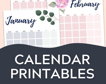 PRINTS Calendar Blank Calendar Wall Calendar Digital - Etsy