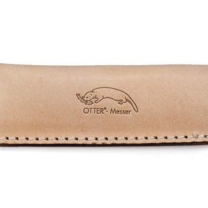 Étui en cuir pour couteau de poche OTTER petit noir / naturel