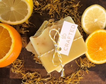 3 Sweet orange & calendula:  Natural soap, vegan soap, handmade soap, palm free soap, calendula soap, sweet orange soap