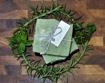 3 Rosemary mint soap:  natural soap, vegan soap, green soap, herbal soap, handmade soap, essential oil soap, peppermint soap, mint soap