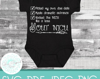 Peace Out NICU SVG: Baby Bodysuit Design (Digital Download)