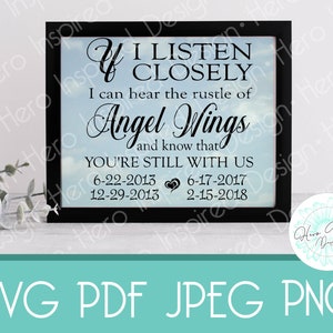 Rustle of Angel Wings, SVG, Angel Wings SVG, Angel SVG, Memorial Svg, Memorial Quote Svg, Memorial Gift, Memorial Sign, memorial Svg for mom