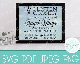 Rustle of Angel Wings, SVG, Angel Wings SVG, Angel SVG, Memorial Svg, Memorial Quote Svg, Memorial Gift, Memorial Sign, memorial Svg for mom