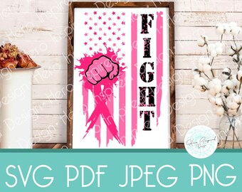Fight Flag SVG, Fight Awareness Flag, Fight Flag PNG, Breast Cancer Awareness SVG, Breast Cancer Svg, Fight Flag Cut File, Fight Cancer