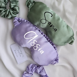 Cozy Eye Mask + Satin Scrunchie | Personalized Eye Mask & Scrunchie | Sleep Eye Mask | Gift for Her