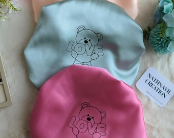 Bonnet de nuit enfant  (𝚍è𝚜 𝟸 𝚊𝚗𝚜 𝚓𝚞𝚜𝚚𝚞'à 𝟷𝟶𝚊𝚗𝚜) en satin ajustable fait main - Protection cheveux- Option chouchou assorti