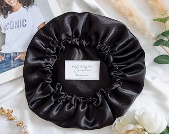 Satin night bonnet hair accessories - Reversible satin hair bonnet - Protective hairstyle - Hair care