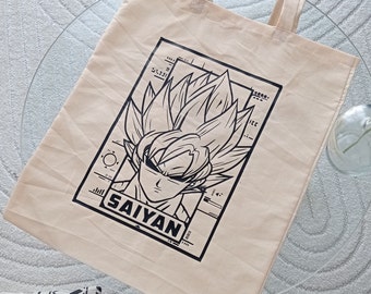 Sac fourre-tout SAIYAN| Tote bag dragon ball | Sac coton fourre tout manga / animé | Cadeau pour lui ou pour elle | Sac Shopper Dragonball