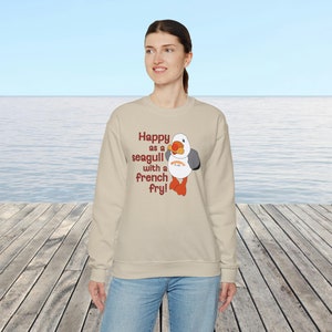 Happy as Sunny The Seagull with a French Fry Sweatshirt | Wildwood Sweatshirt | Seagull Sweatshirt image 2
