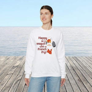 Happy as Sunny The Seagull with a French Fry Sweatshirt | Wildwood Sweatshirt | Seagull Sweatshirt image 10