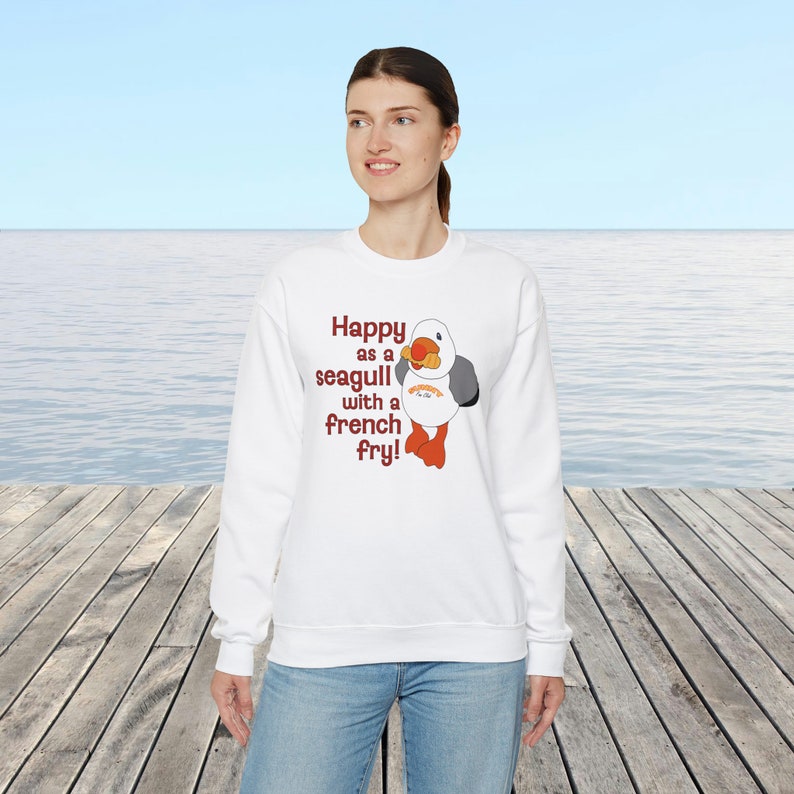 Happy as Sunny The Seagull with a French Fry Sweatshirt | Wildwood Sweatshirt | Seagull Sweatshirt image 10