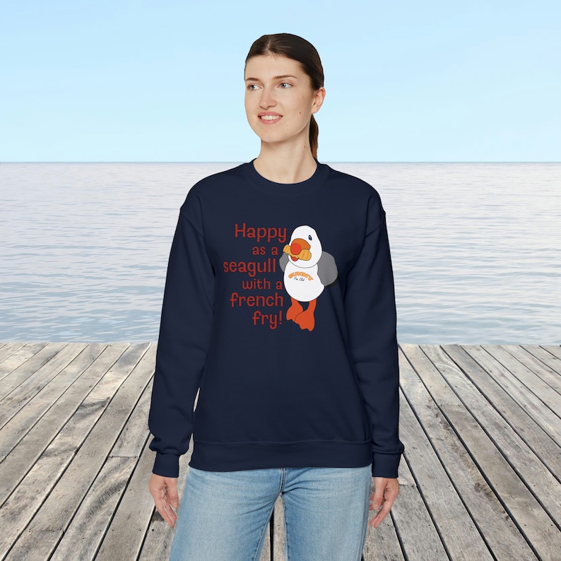 Happy as Sunny The Seagull with a French Fry Sweatshirt | Wildwood Sweatshirt | Seagull Sweatshirt image 8