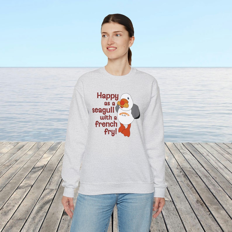 Happy as Sunny The Seagull with a French Fry Sweatshirt | Wildwood Sweatshirt | Seagull Sweatshirt image 4