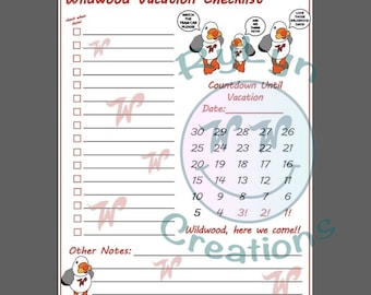 Seagull Wildwood Vacation Planner | Printable Vacation Checklist