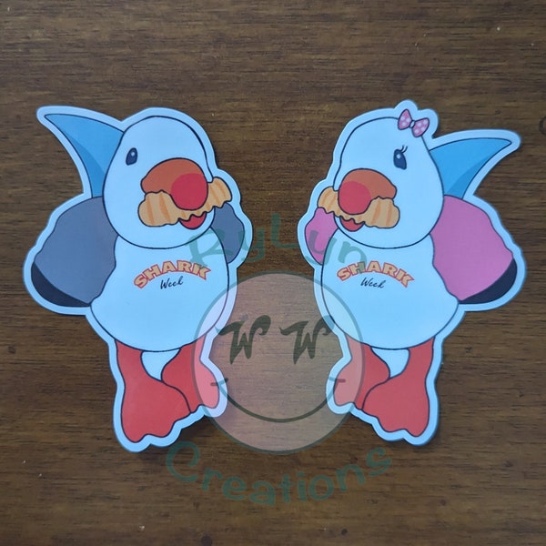 Happy as a Shark Week Seagull - Sunny or Sandy vinyl sticker