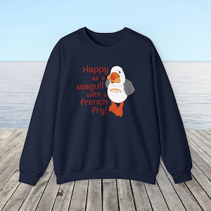 Happy as Sunny The Seagull with a French Fry Sweatshirt | Wildwood Sweatshirt | Seagull Sweatshirt image 7