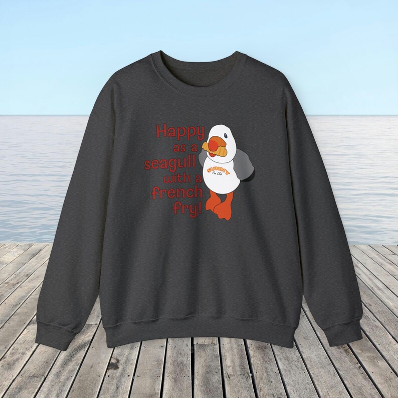 Happy as Sunny The Seagull with a French Fry Sweatshirt | Wildwood Sweatshirt | Seagull Sweatshirt image 5