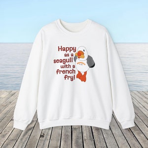 Happy as Sunny The Seagull with a French Fry Sweatshirt | Wildwood Sweatshirt | Seagull Sweatshirt image 9