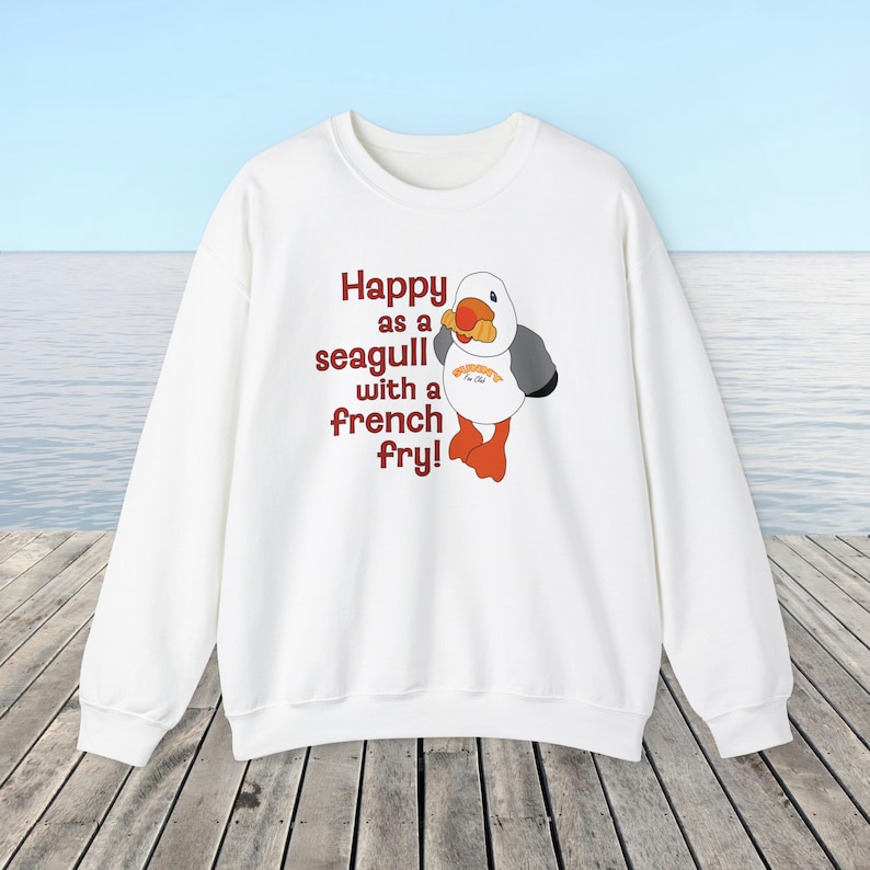 Happy as Sunny The Seagull with a French Fry Sweatshirt | Wildwood Sweatshirt | Seagull Sweatshirt image 9