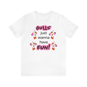 Gulls Just Wanna Have Fun Wildwood Seagull Shirt (Pink Theme)| Seagull | Wildwood T-Shirt | Girl&#39;s trip shirt | Seagull with a French Fry