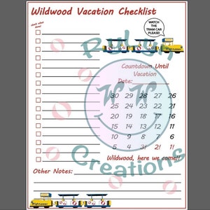 Tram Car Wildwood Vacation Planner | Printable Vacation Checklist
