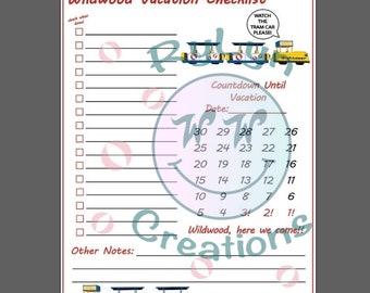 Tram Car Wildwood Vacation Planner | Printable Vacation Checklist