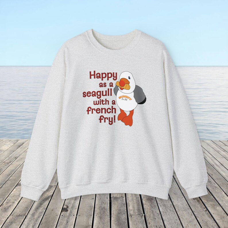 Happy as Sunny The Seagull with a French Fry Sweatshirt | Wildwood Sweatshirt | Seagull Sweatshirt image 3