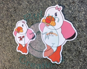 Happy as a Pink Wildwood Seagull with a Bow - Printed Vinyl Sticker