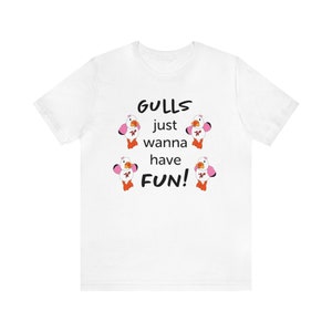 Gulls Just Wanna Have Fun Wildwood Seagull Shirt | Seagull T-shirt | Wildwood T-Shirt | Girl&#39;s trip shirt | Seagull with a French Fry shirt