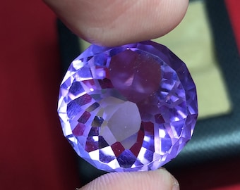 Natural Spider Cut Amethyst / 21.90 CT / Facet Loose Gemstone Perfect Round Shape [Best for making Jewelry]