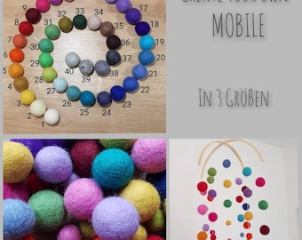Create your own mobile, mobile baby, felt balls, felt mobile