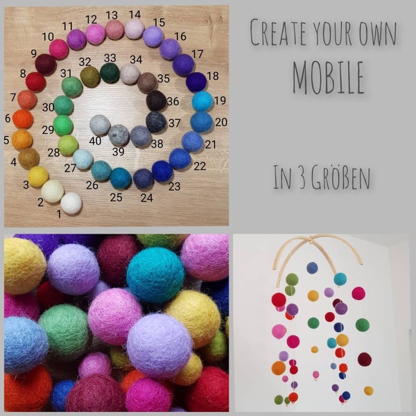 Créez votre propre mobile, mobile bébé, boules de feutre, mobile en feutre