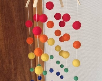 Felt ball mobile, felt mobile, mobile, Maxi mobile, rainbow, rainbow mobile