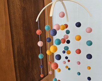 Baby mobile, felt ball mobile, felt mobile, mobile 57132426