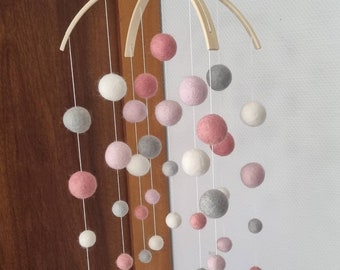 Baby mobile, felt ball mobile, felt mobile, mobile 1131440