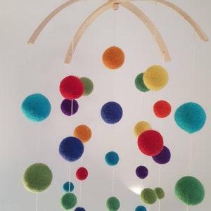 Mobile baby, Mobile made of felt balls, Felt mobile, Mobile, Rainbow mobile image 3