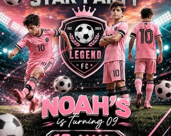 Soccer Birthday Invitation, Pink Sports Party Invite, Editable Canva Template (Digital Download)