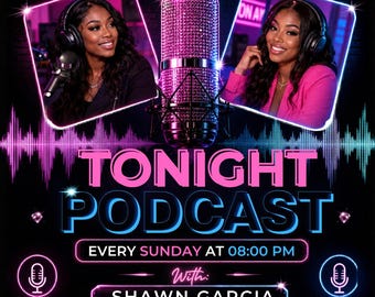 Neon Podcast Flyer Template, Canva Live Show Promo (Digital Download)