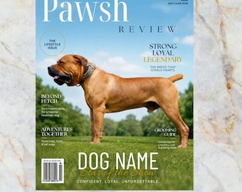 Personalized Dog Magazine Cover Portrait, Custom Pet Wall Art (Digital Download)