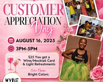 Editable Customer Appreciation Flyer Template, Canva Event Promo, Client Party (Digital Download)