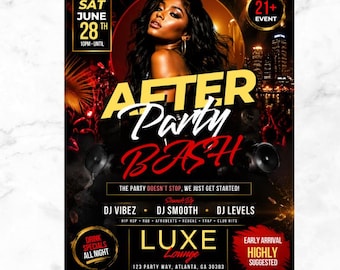 After Party Bash Flyer Template, Editable Canva Club Promo (Digital Download)