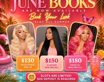 June Books Beauty Booking Flyer Template, Summer Hair Salon Price List (Digital Download)