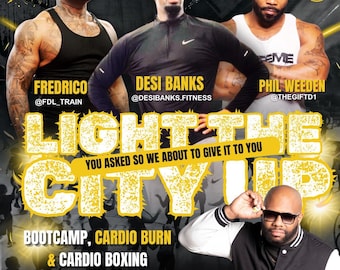 Fitness Bootcamp Flyer, Cardio Boxing Event Promo, Canva Template (Digital Download)