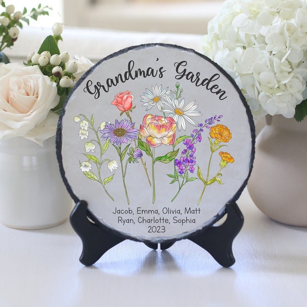 Christmas Gift | Gift For Her | Birth Flower Gift | Personalized Garden Stone | Birth Flowers | Mother's Day Gift | Gift For Grandma | Gifts
