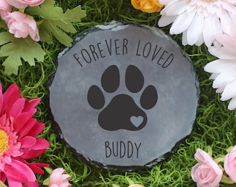 Personalized Pet Memorial Stone: Natural Slate, Custom Name, Dog Cat Remembrance
