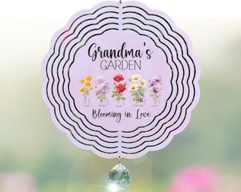 Wind Spinner, Mother's Day Gift, Gift For Mom, Grandma Gift, Birth Flowers Gift, Personalized Gift For Her, Garden Gift, Suncatcher Gift
